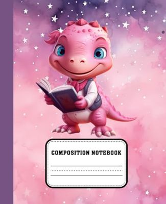 Primary Composition Notebook Pink Dinosaur: Write and Draw Journal With Dotted Midline and Picture Space I Story Paper & Drawing Journal