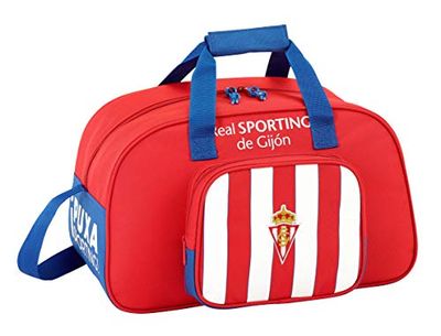 Real Sporting De Gijon, Safta Officiële sporttas 400 x 230 x 240 mm uniseks, blauw/rood, 40 cm, Blauw/Rood, 40 cm, kindersporttas