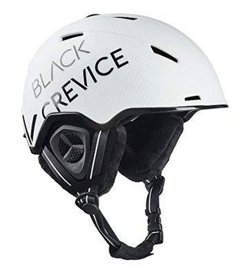 BLACK CREVICE Skihelm Vail Casco de esquí I Casco de esquí a prueba de golpes de diseño deportivo para hombre y mujer en diferentes colores I Casco snowboard transpirable unisex I Talla ajustable (M, mate blanco carbono/negro)