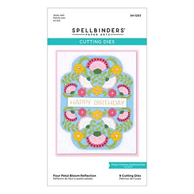 Spellbinders Bloom Reflection Etched Dies from The Four Petal Collection, Metal, ONE