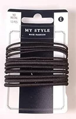 Mystyle Elastics Thick and Thin Mix, Black, 12-Count