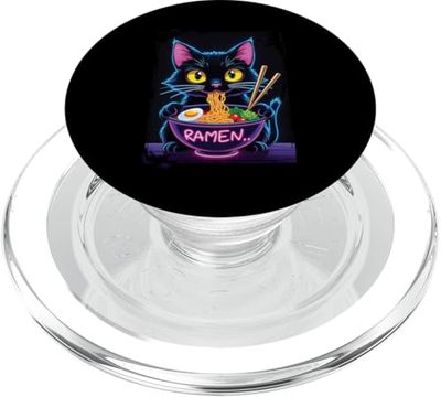 Lindo gato kawaii anime con ramen japonés PopSockets PopGrip para MagSafe