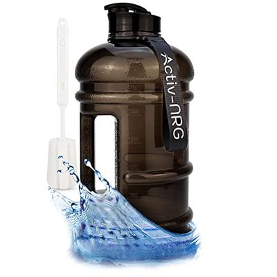 Activ-NRG 2,2 liter waterfles XL kan BPA-vrij, flip-cap, perfect voor sportschool, sport, outdoor, aanbevolen dagelijkse inname (zwart)