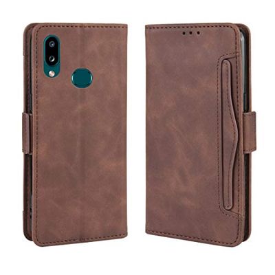 Carcasa de telefono Funda de Cuero for Galaxy A10s Wallet Style Skin Feel Becerro con Ranura for Tarjeta separada (Negro) (Color : Marrón)