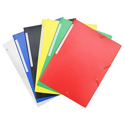 Waytex Lote de 6 carpetas elásticas de 3 solapas, polipro 4,5/10e, flexible, A4, varios colores