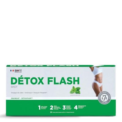 Eafit MINCEUR - DETOX FLASH SHOT - Drainer - Detoxifier - Vinaigre de cidre de pomme - Fenouil - Pissenlit - Artichaut 7 shots flash - Vitamine C - Vitamines B - Complement alimentaire - 30ml