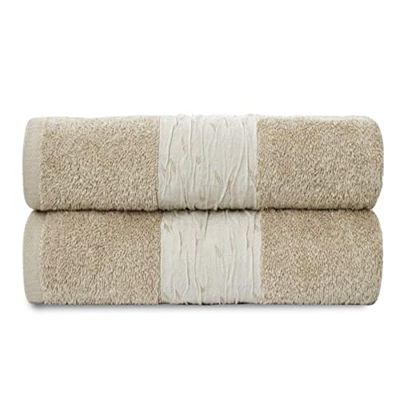 GC GAVENO CAVAILIA Ensemble de Serviettes de Bain Super Douces 600 g/m², 100% Coton égyptien Absorbant l'eau, Naturel, 70 x 120 cm