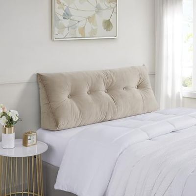 Sweet Home Collection kil kudde sänggavel – säng kilkudde för sänggavel – stor och mångsidig triangel kudde läsning stödkudde, full – 137 cm, beige/grädde