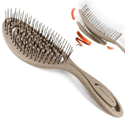 PORTENTUM - Tangle-free & Anti-Breakage Hair Brush - Soft Styling - Natural Hair & Scalp Care - Suitable for All Hair Types - Made with Natural Materials