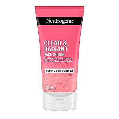 Neutrogena Clear & Radiant Face Scrub (1x 150ml), Purifying & Refreshing Daily Exfoliator with Vitamin C and Pink Grapefruit, for Use On Normal & Blemish-Prone for Clearer Radiant Complexion