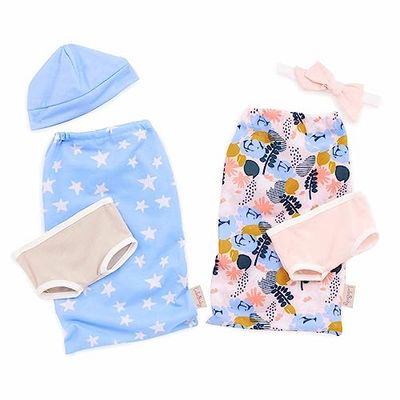 LullaBaby – 14-inch Realistic Baby Twin Dolls – Star & Floral Swaddles – Cute Hat & Headband – Twin Baby Dolls & Sleep Sacks Set – Boy & Girl