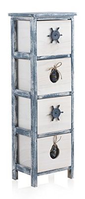 GEESE 7454 – Boîte de Rangement pour Enfant en Bois avec 4 tiroirs, 20 x 25 x 78 cm, Couleur Blanc