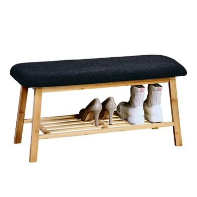 Kesper | Sittbänk, material: bambu, polyester, mått: 90 x 34 x 45 cm, färg: brun, svart | 5830513