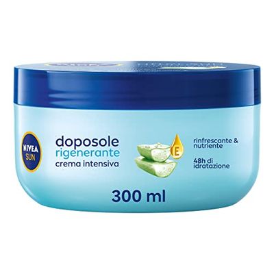 NIVEA SUN Crema Intensiva Doposole Rigenerante 300 ml, Crema doposole corpo con aloe vera bio, acido ialuronico e vitamina E, Crema corpo idratante e rinfrescante