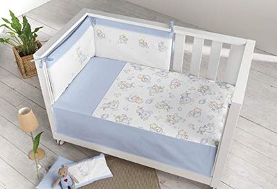 Pielsa 122196 Baby - 3379-4, Couette Plus Protecteur Berceau, bébé, bébé lit, Couleur Bleu, Taille 120 x 60