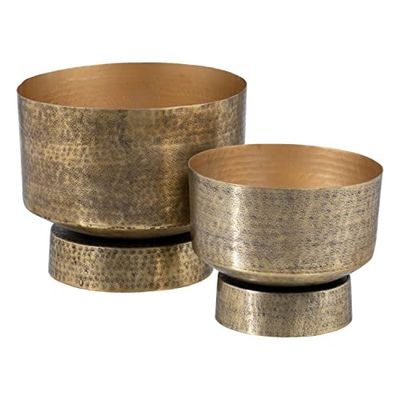 BigBuy Garden Pot de Fleurs Doré Aluminium (2 unités) 45 x 45 x 37 cm
