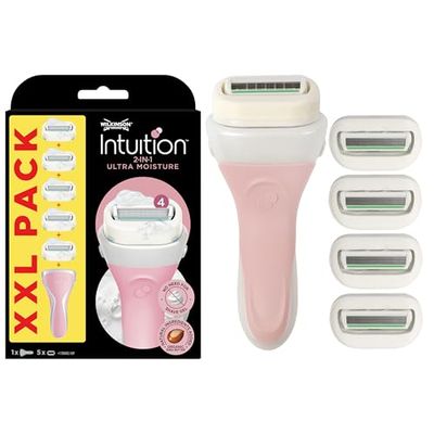 Wilkinson Sword - Intuition 2in1 Ultra Moisture - Lames de rasoir pour femme - Pack de 5 lames + manche