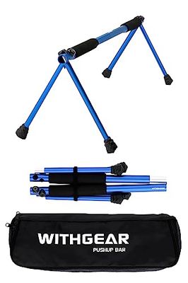 Withgear Opvouwbare duwstang - Duralumin metalen duwstangen robuust en licht en binnen- en buitenparalletstang voor mannen en vrouwen, zwaanblauw