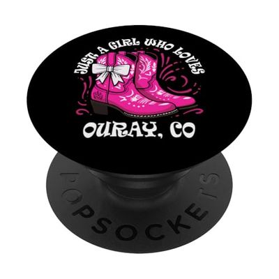 Diseño de botas de vaquera de Colorado Just a Girl Who Loves Ouray PopSockets PopGrip Adhesivo