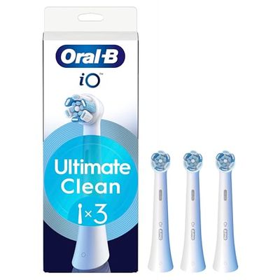 Oral-B Têtes de rechange iO Series Ultimate Clean, têtes rondes originales, poils CrissCross, retrait de la plaque, 3