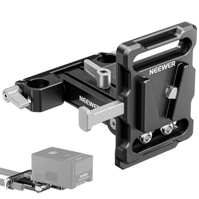 Neewer Piastra batteria mini V Mount con morsetti LWS da 15 mm, inclinazione a 180° pieghevole a forma di L, piastra batteria con blocco a V con pulsante di sgancio rapido, compatibile con SmallRig