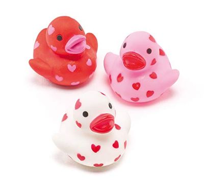 Baker Ross Juego de 6 Patos Flotantes de Goma, Diseño de Corazón, Multicolor, 1.4 pulgadas (Af217)