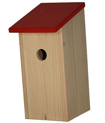 Dehner Natura Birga Nichoir pour Oiseaux Sauvages en pin Rouge/Naturel 16 x 32,5 x 20,5 cm