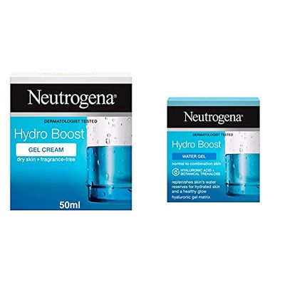 Neutrogena Hydro Boost Gel Cream Moisturiser with Hyaluronic Acid & Trehalose - For dry skin - 50 ml & Hydro Boost Water Gel Moisturiser with Hyaluronic Acid & Trehalose - For dry skin - 50 ml