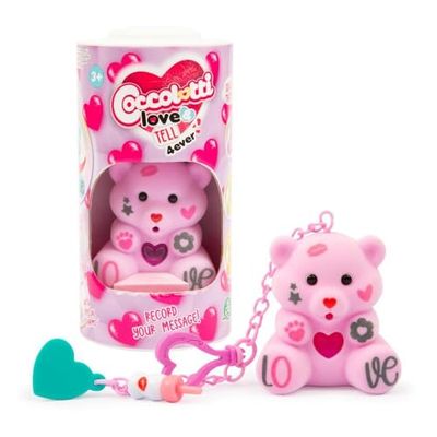 Coccolotti Love&Tell 4ever - Orsetto Rosa, Con Funzione Registrazione e Portachiavi Charm, Animali Interattivi Giocattolo,Per Bambini 4 Anni +, Giochi Preziosi