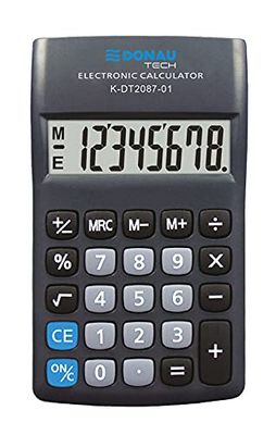 Calcolatrice DONAU TECH/K-DT2087-01 a 8 cifre/180 x 90 x 19 mm/colore: nero/calcolatrice con display a 8 cifre/funzionamento a batteria/design compatto