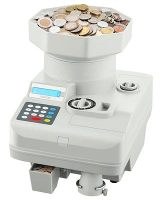 VEVOR Contadora de Monedas Universal Clasificadora de Monedas Profesional con Pantalla LED, Admite hasta 11000 Monedas, Clasificadora y Envolvedora Automática de Monedas para Todo Tipo de Monedas