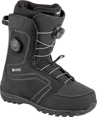 Nitro Herr Sentinel Boa '23 All Mountain Freestyle snabbsnörningssystem billig båt snowboardbåt, äkta svart, MP 31.0 // EU 46 2/3 // US 13