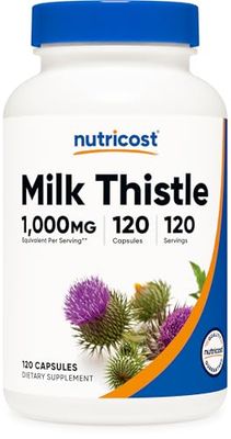 Nutricost Milk Thistle 250mg (1000mg Equivalent), 120 Vegetarian Capsules - 4:1 Extract - Non-GMO and Gluten Free