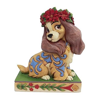 Enesco Jim Shore Disney Traditions Lady and The Tramp Kerst hulst kroon beeldje, 10,65 cm, meerkleurig