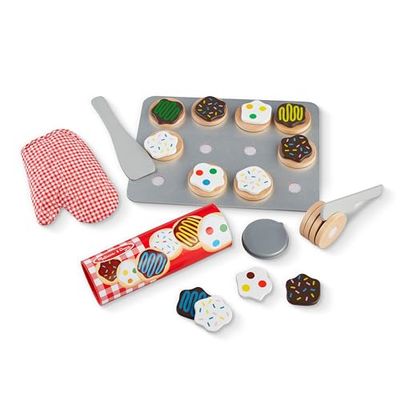Melissa & Doug Conjunto de bolachas de madeira, brinquedo de madeira Montessori, jogo criativo, comida de madeira de qualidade superior, conjunto de imitação, presente para meninos ou meninas de 3 4 5