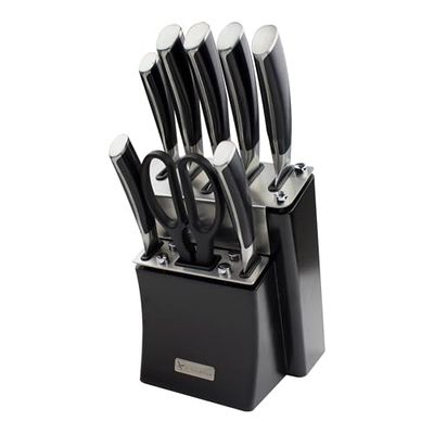 Rockingham Forge Equilibrium 9-Piece Kitchen Knife Block Set, Selezione di coltelli da cucina professionali in acciaio inox