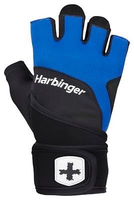 RockTape Harbinger Guantes Training Grip Wristwrap 2.0 - Guantes para Levantamiento Pesado con Palma Acolchada TechGel,Cierre de Gancho y Bucle,Estiramiento 4 Vías,Unisex,Azul,XL