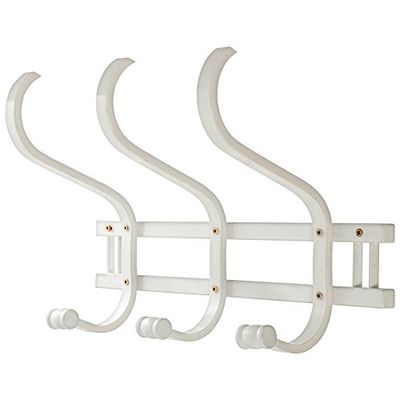 DRW Perchero de Pared de Madera con 3 Brazos en Color Blanco