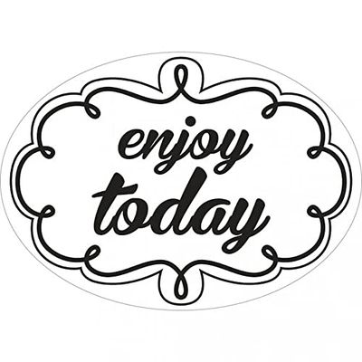Rayher Etiqueta Enjoy Today, 5,5x4cm, Oval, Caucho, Gris, 11.5 x 8 x 0.3 cm