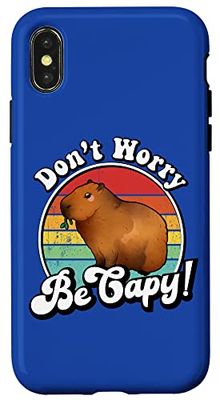 Cute Retro Vintage Meme Lover Don't Worry Be Capy Capybara Custodia per iPhone X/XS