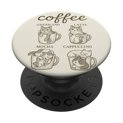 Kawaii Caffè Gatto Tazze Americano Latte Mocha PopSockets PopGrip Adesivo