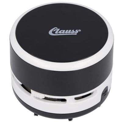 Clauss 2Clean Aspirador de Mesa Negro, Mini Aspirador como Gadget de Oficina, Ideal para Oficina, Hogar o Coche, 2 Pilas AA (no incluidas), Fácil de Limpiar, CL-50001 00