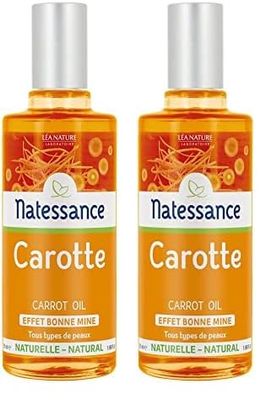 Natessance Huile de Carotte Naturelle Tonifiante et Bronzante, 50 ml, 1 pièce (Lot de 2)