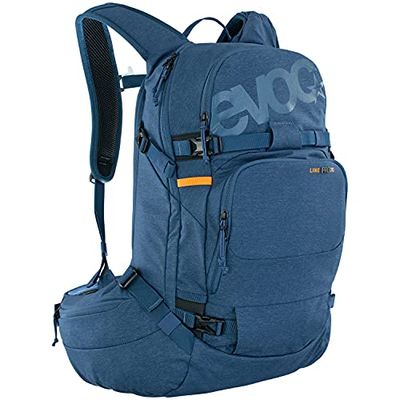 EVOC LINE PRO 20 touring rugzak (LITESHIELD PLUS bescherming, geïsoleerde schouderband, lawine compartiment, ski bevestiging, snowboard bevestiging, body hugging, heupgordel), Denim blauw