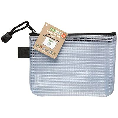 eco-eco 036 Mini 95% Riciclata Super Chiaro Trasparente Forte Sacchetto Nero con Zip, A6