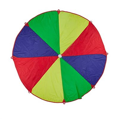Relaxdays Lona de Impulso Juego de Paracaídas para Niños, Ø 3,5 m, 8 Asas, Tela Redonda para Saltar, Cumpleaños Infantiles, Multicolor, Poliéster