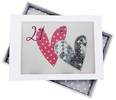 White Cotton Cards SSHA21T Mini "21" Patterned Hearts Photo Album