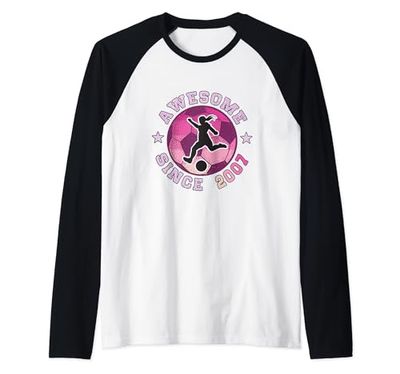 17 ° compleanno giocatore di calcio impressionante dal 2007 ragazze di calcio Maglia con Maniche Raglan