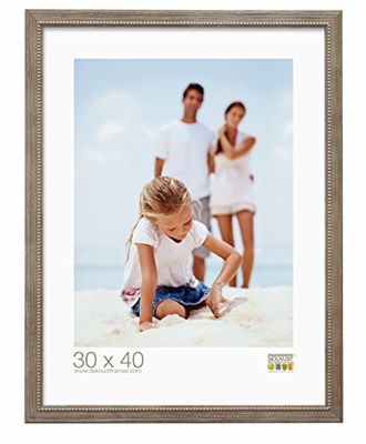 Deknudt Frames S43VF3 Cadre Photo Bois Beige avec Filet de Petites Boules Argenté 20 x 20 cm
