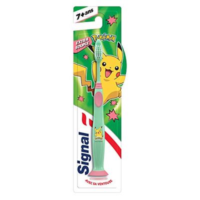 Signal Cepillo de Dientes Niños Extra Flexible Cerdas Antibacterianas 1 Unidad Verde, Rosa, Amarillo
